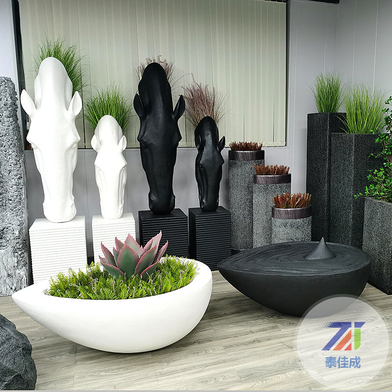 新穎玻璃鋼定制花盆綠化高檔大廈寫字樓